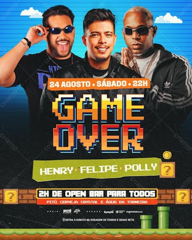 Flyer evento game over feed psd editável