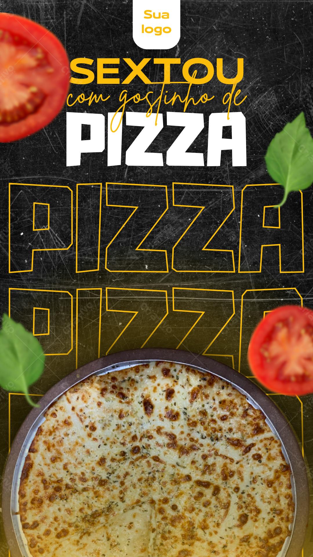 Post Instagram Sexta-feira Pizza com Tomates Editável no Canva
