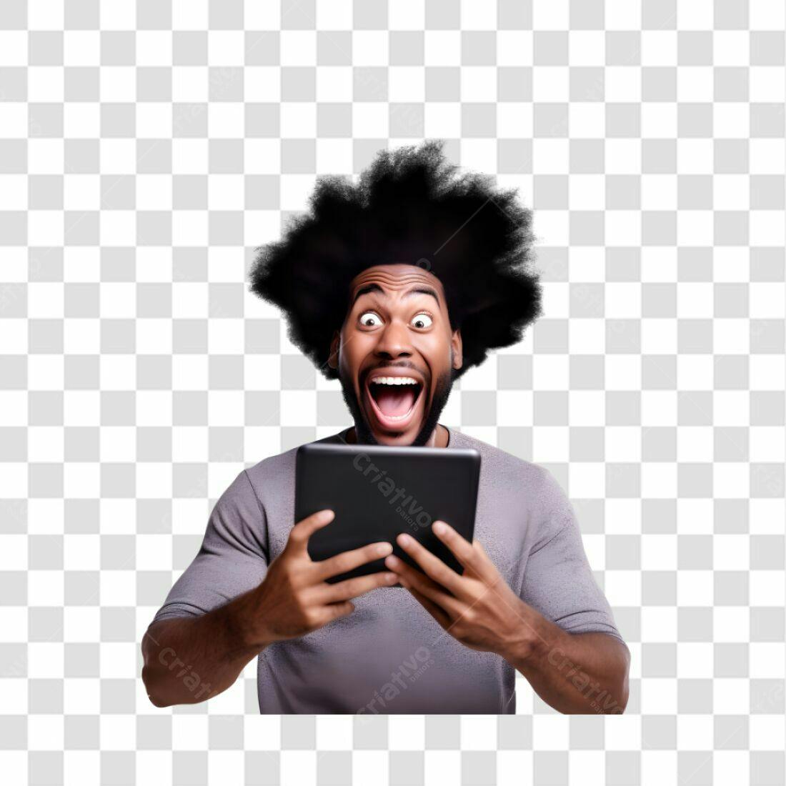 Icone Homem Surpreso Tablet PNG com fundo transparente