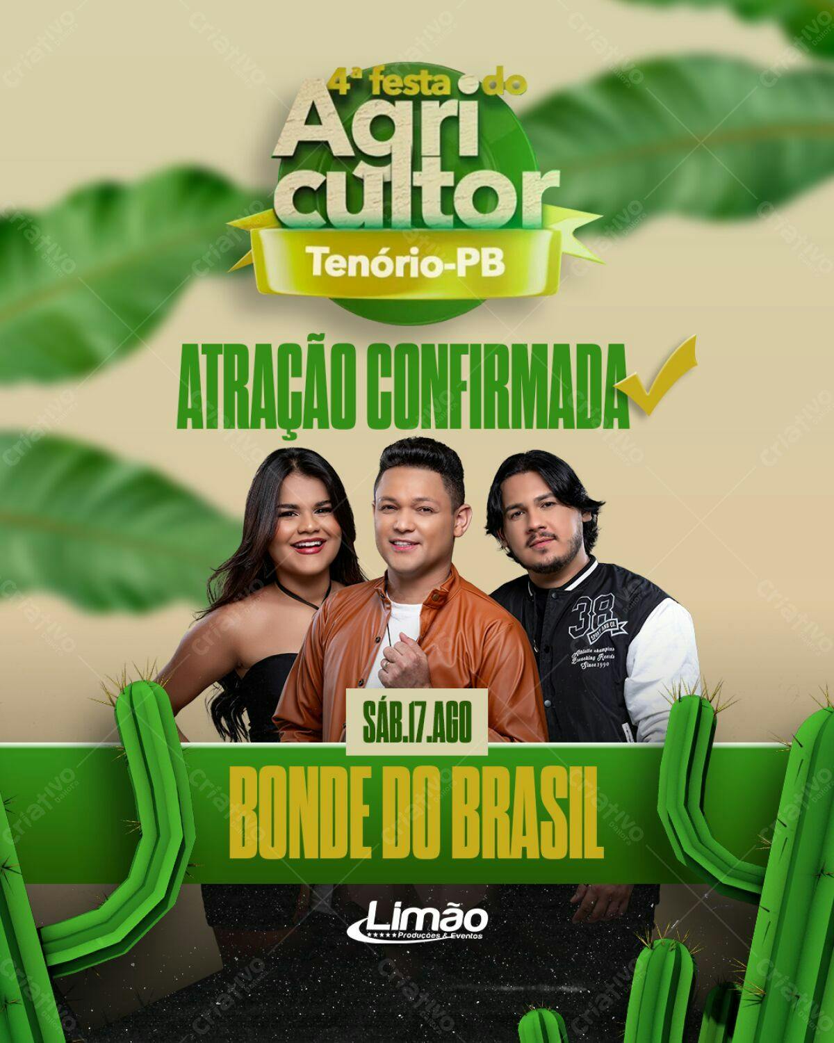 Flyer Festa do Agricultor com Bonde do Brasil PSD Editável