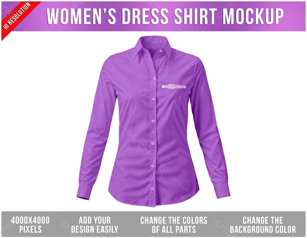 Mockup Camisa Feminina Lilás - Visual Realista