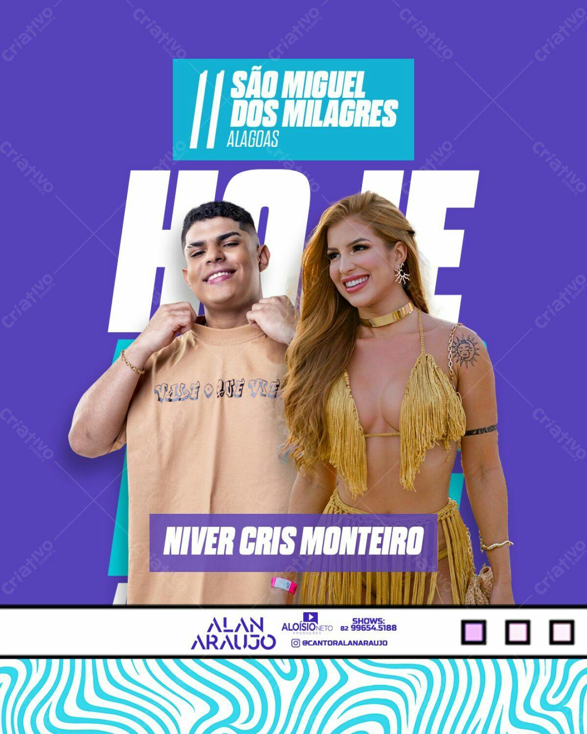 Flyer para Aniversário Cris Monteiro e Niver Alan Araujo PSD Editável
