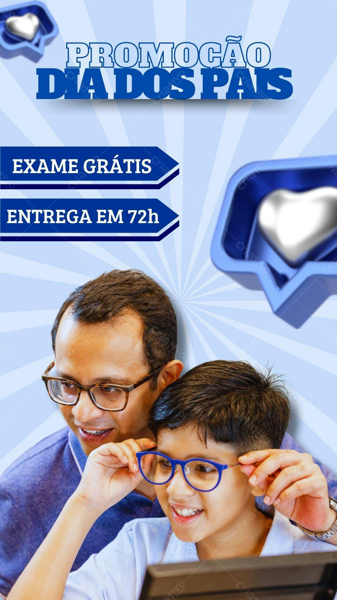 Post Instagram Dia dos Pais promoção azul e branco Editável no Canva
