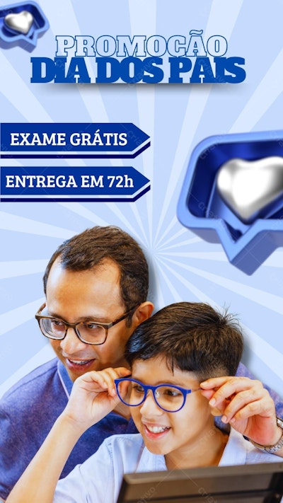 Post Instagram Dia dos Pais promoção azul e branco Editável no Canva