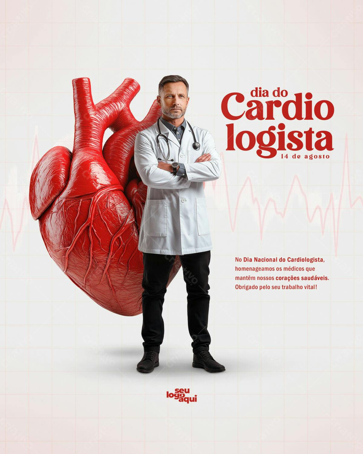 Flyer Dia do Cardiologista PSD Editável