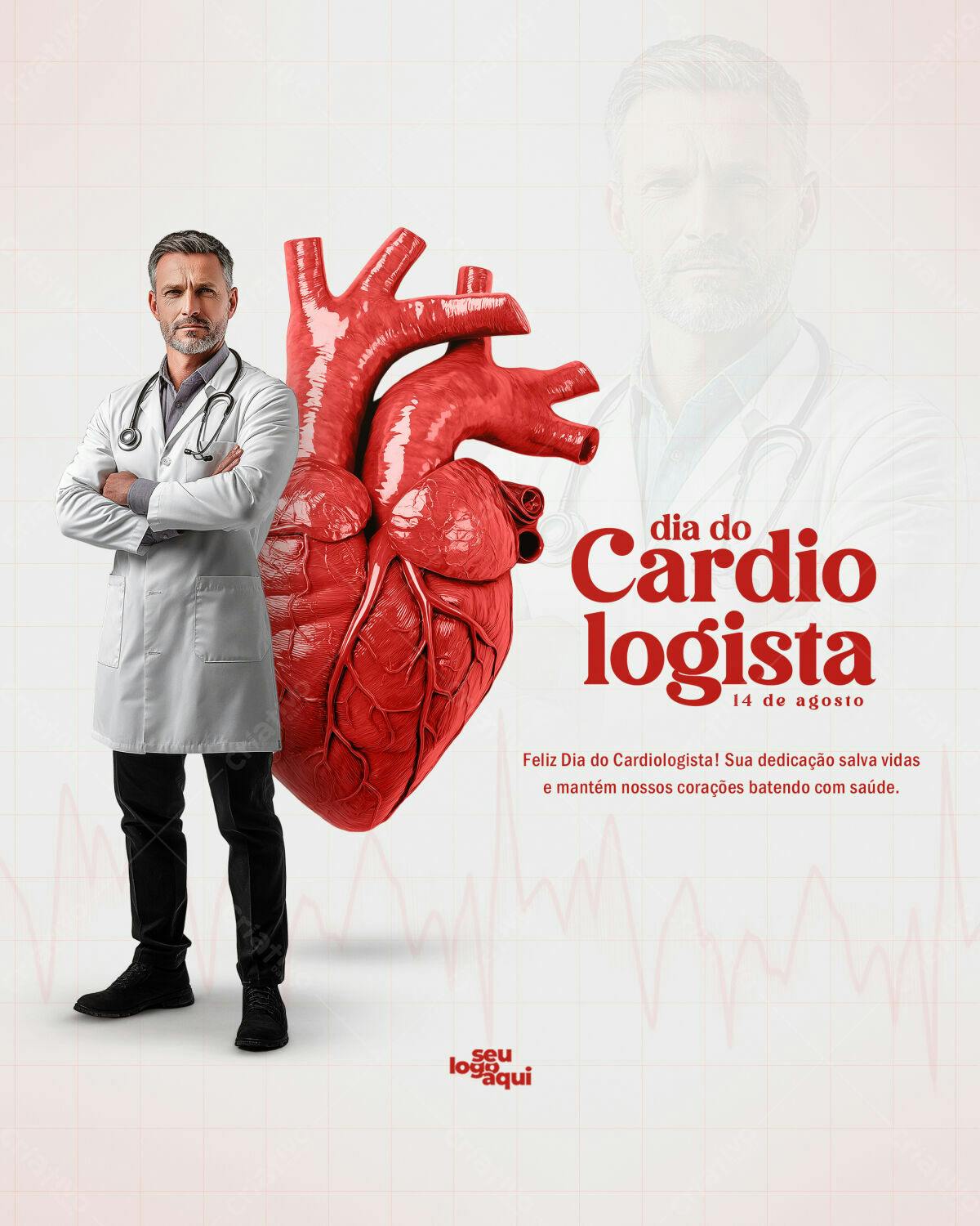 Flyer Dia do Cardiologista PSD Editável