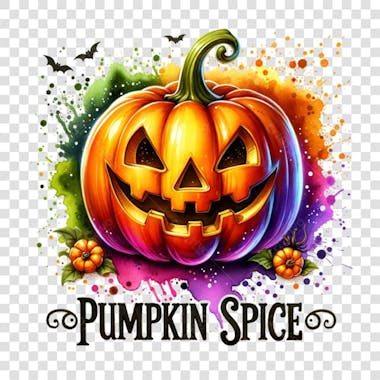 Watercolor halloween pumpkin spice clipart png