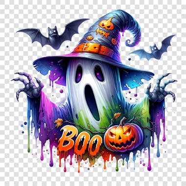 Watercolor halloween spooky ghost clipart png