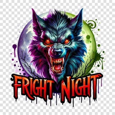 Watercolor halloween aggressive wolf clipart png