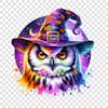 Watercolor halloween owl clipart png