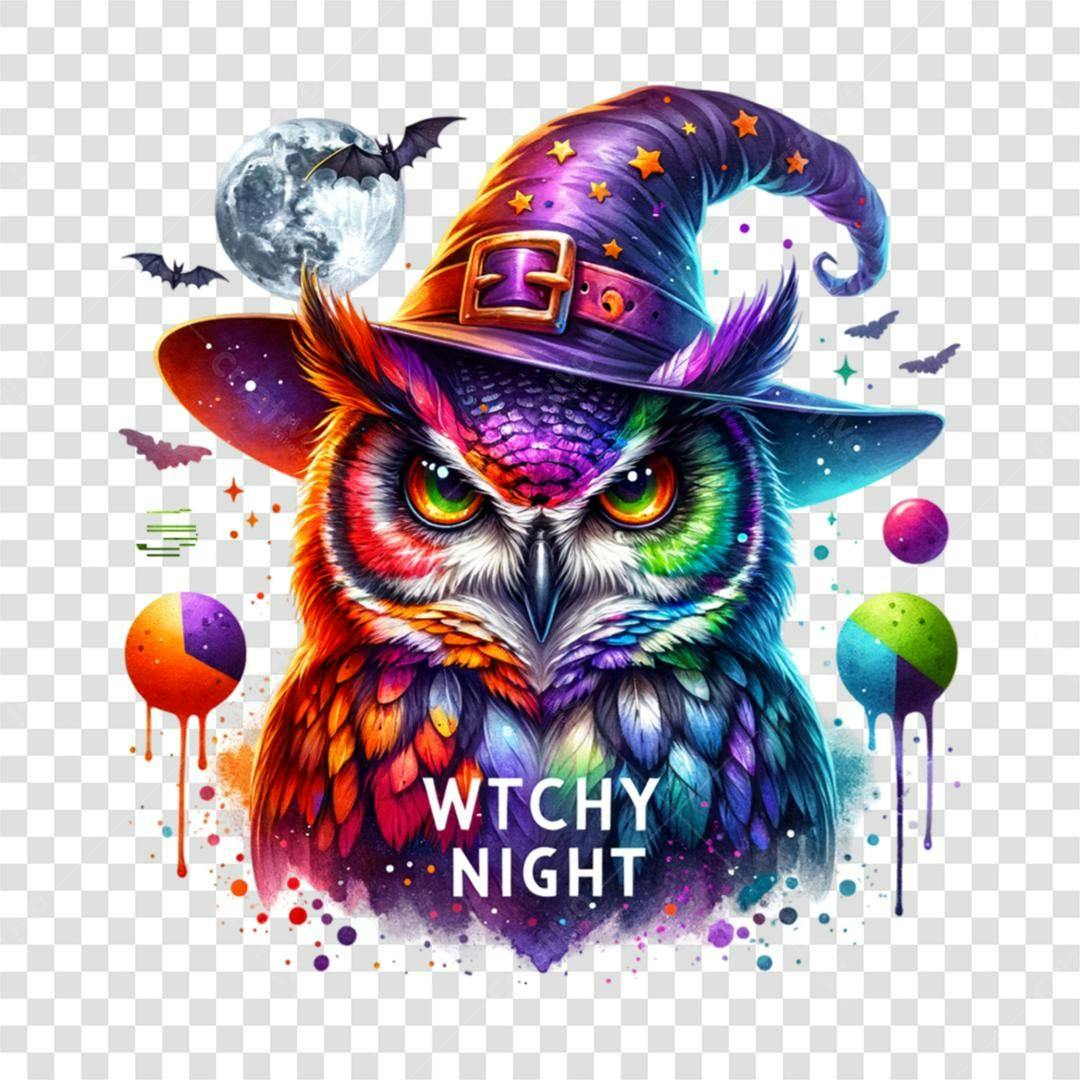 Icone Halloween Coruja Mágica PNG com fundo transparente