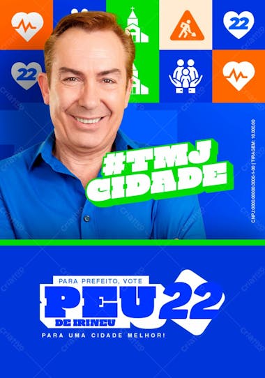 Flyer político santinho 7x 10cm prefeito vereador stories psd editável