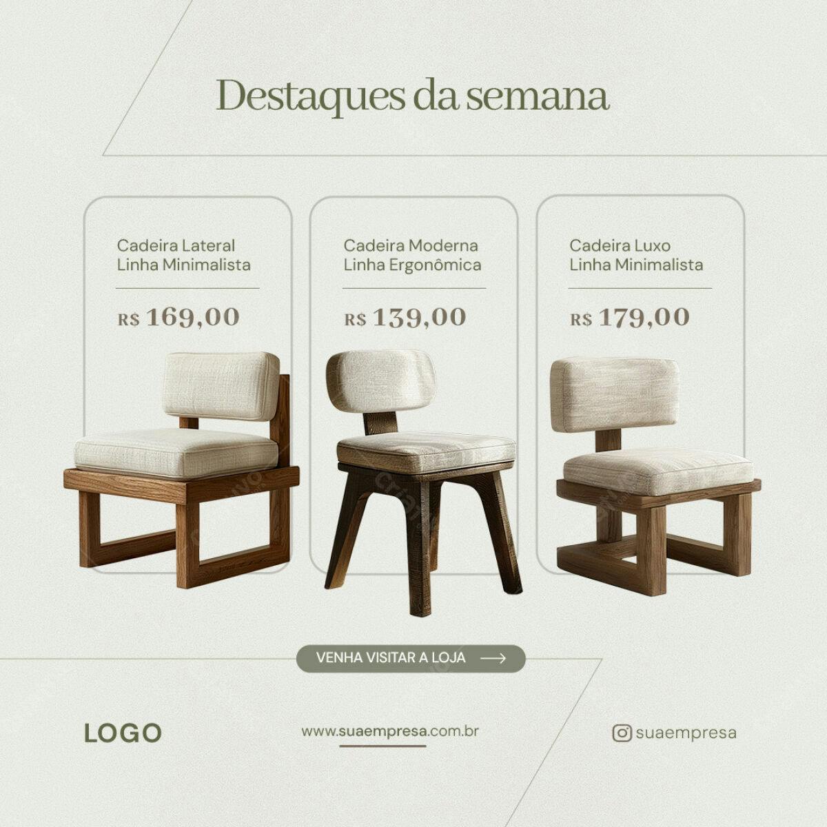 Mockup de Cadeiras para Loja de Móveis PSD Editável