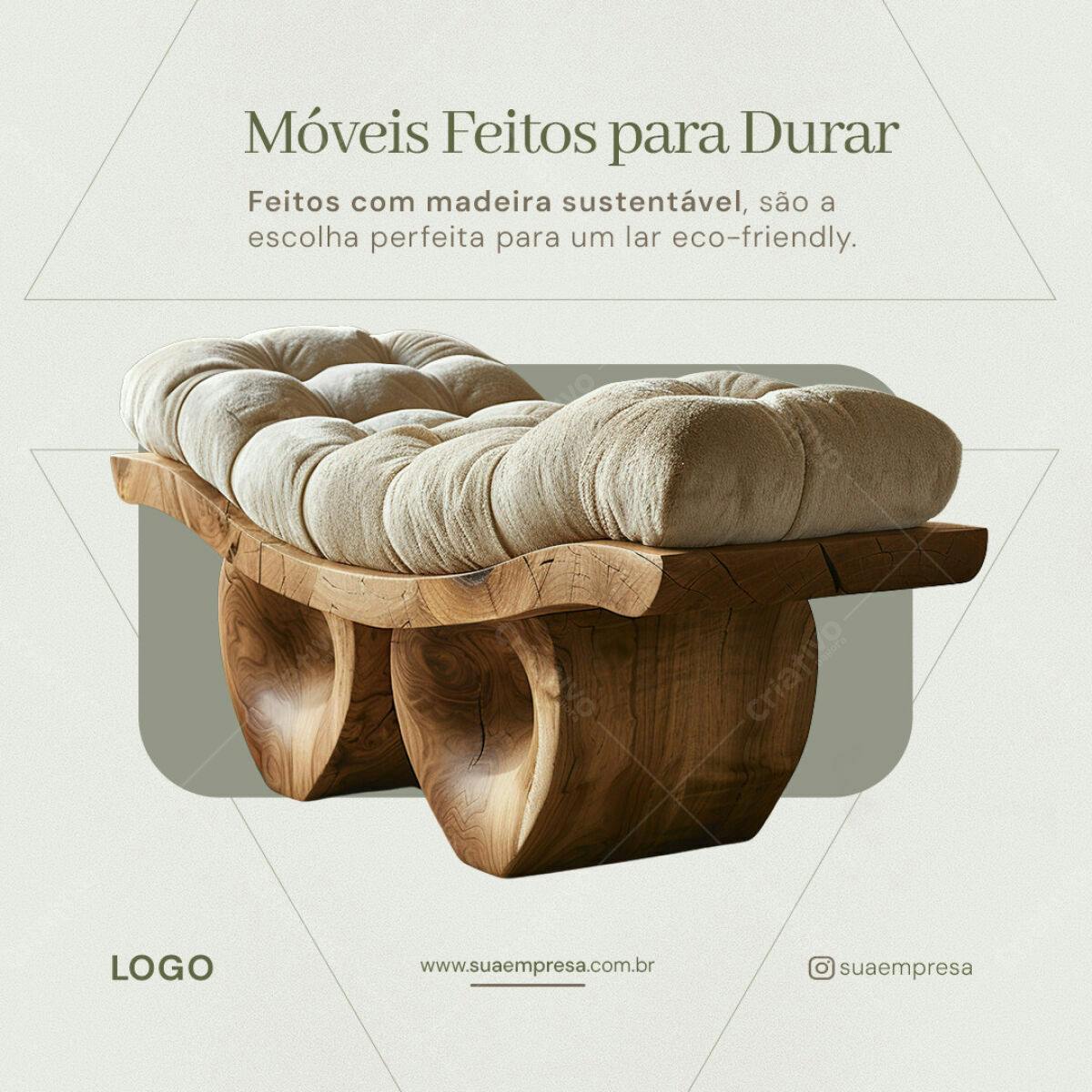 Banco de Madeira Sustentável PSD Editável