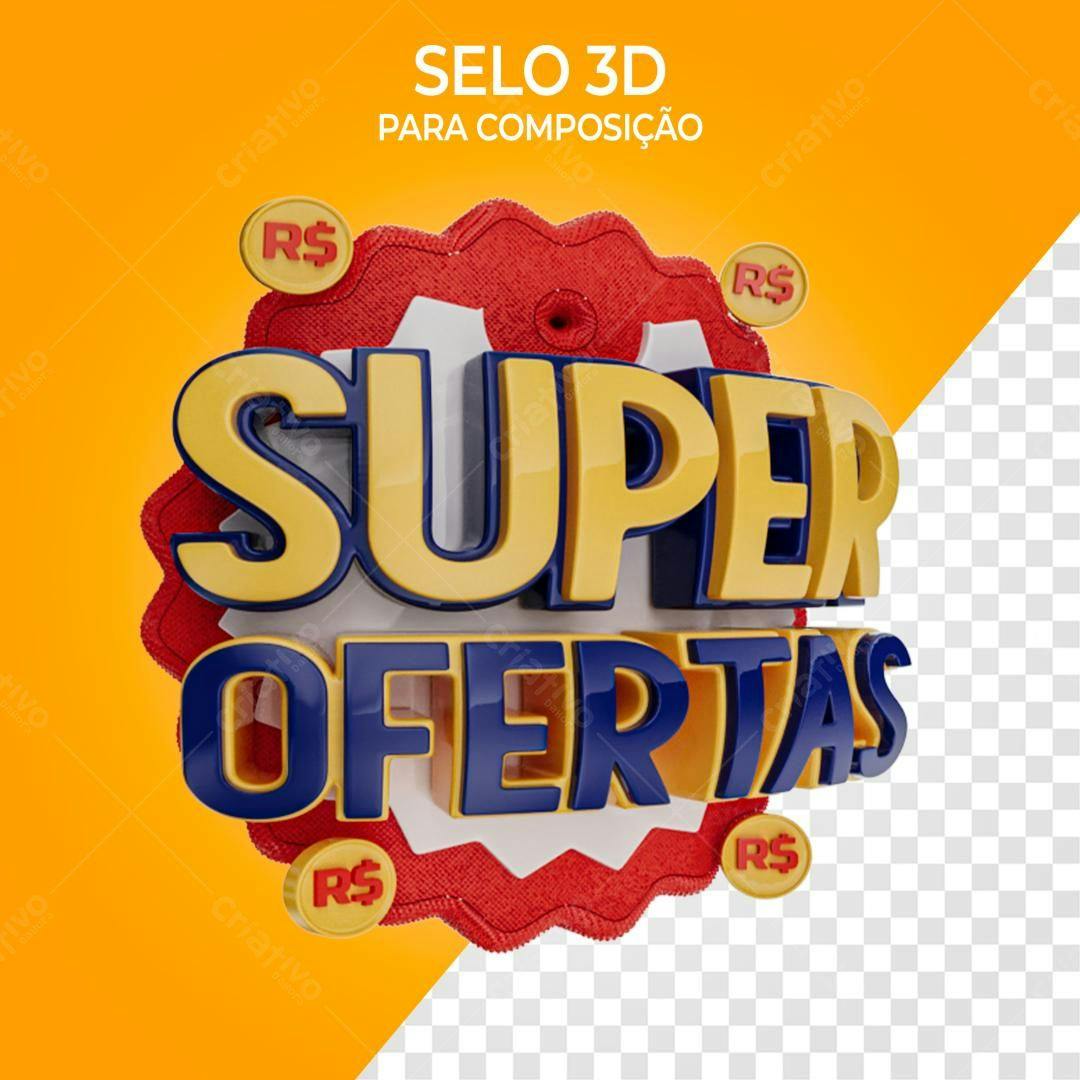 Selo 3D promocional amarelo e azul