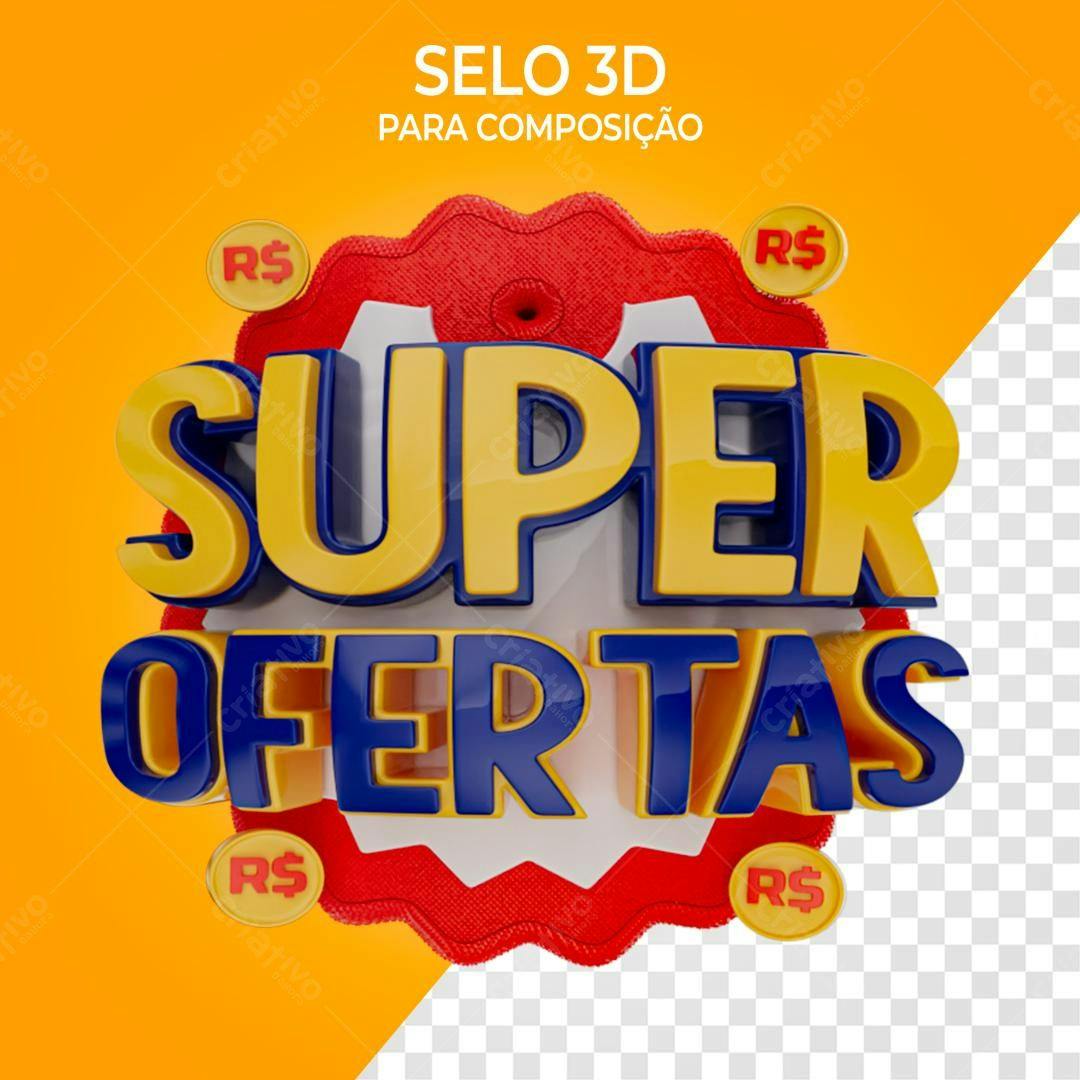 Selo 3D promocional vermelho e amarelo