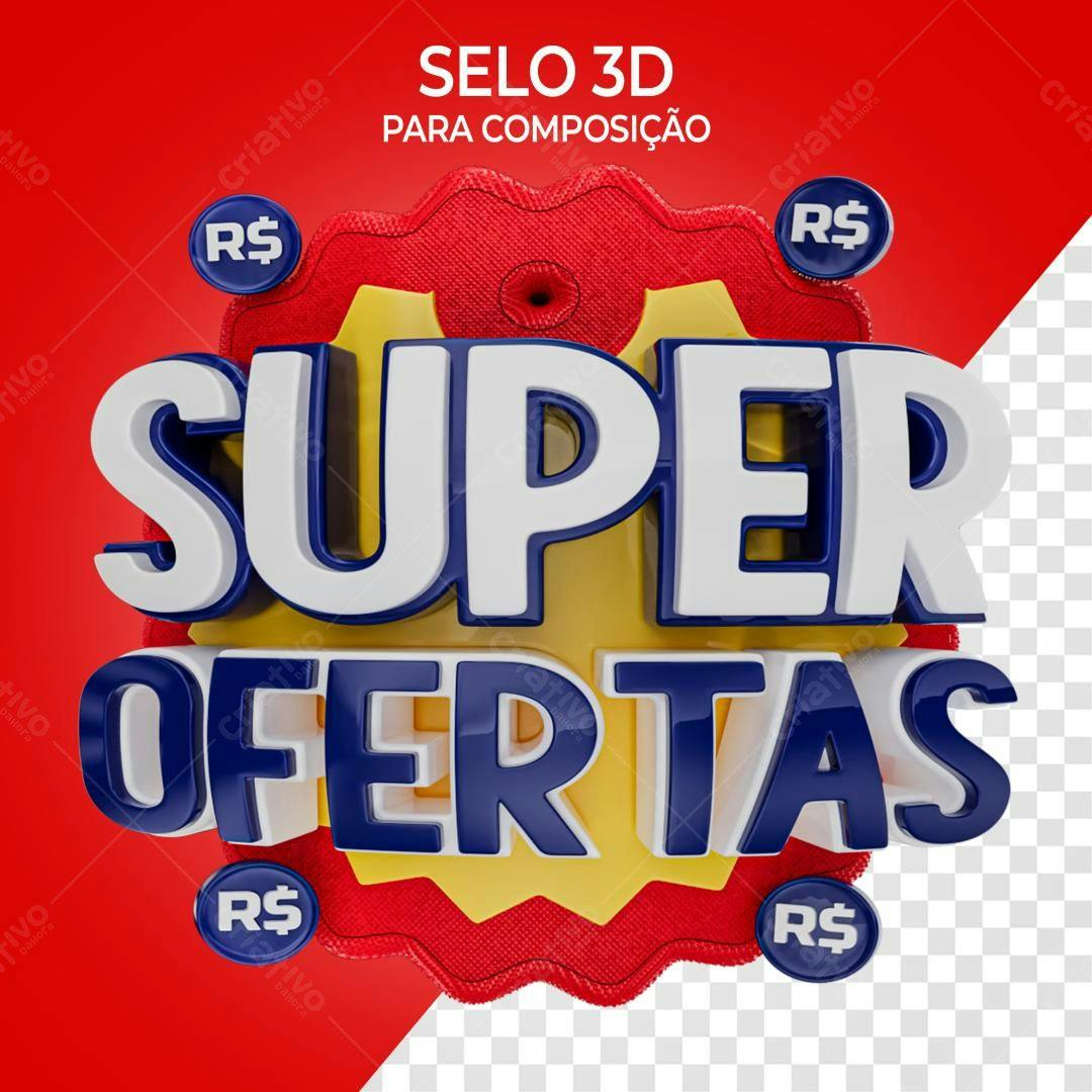 Selo 3D promocional vermelho e amarelo