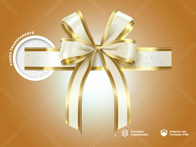 Laço De Presente Dourado 4 Elemento 3D