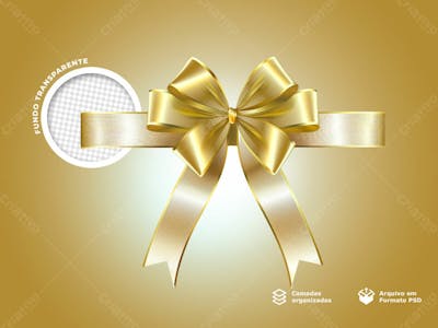 Laço De Presente Dourado 1 Elemento 3D