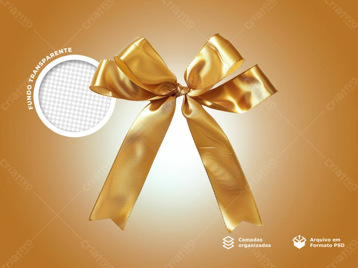 Moldura Fundo Dourado com Laço PSD Editável