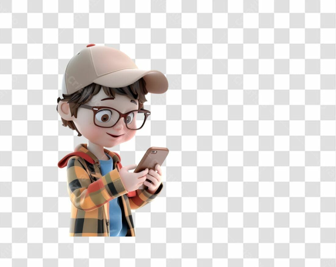 Icone Menino com Celular PNG com fundo transparente