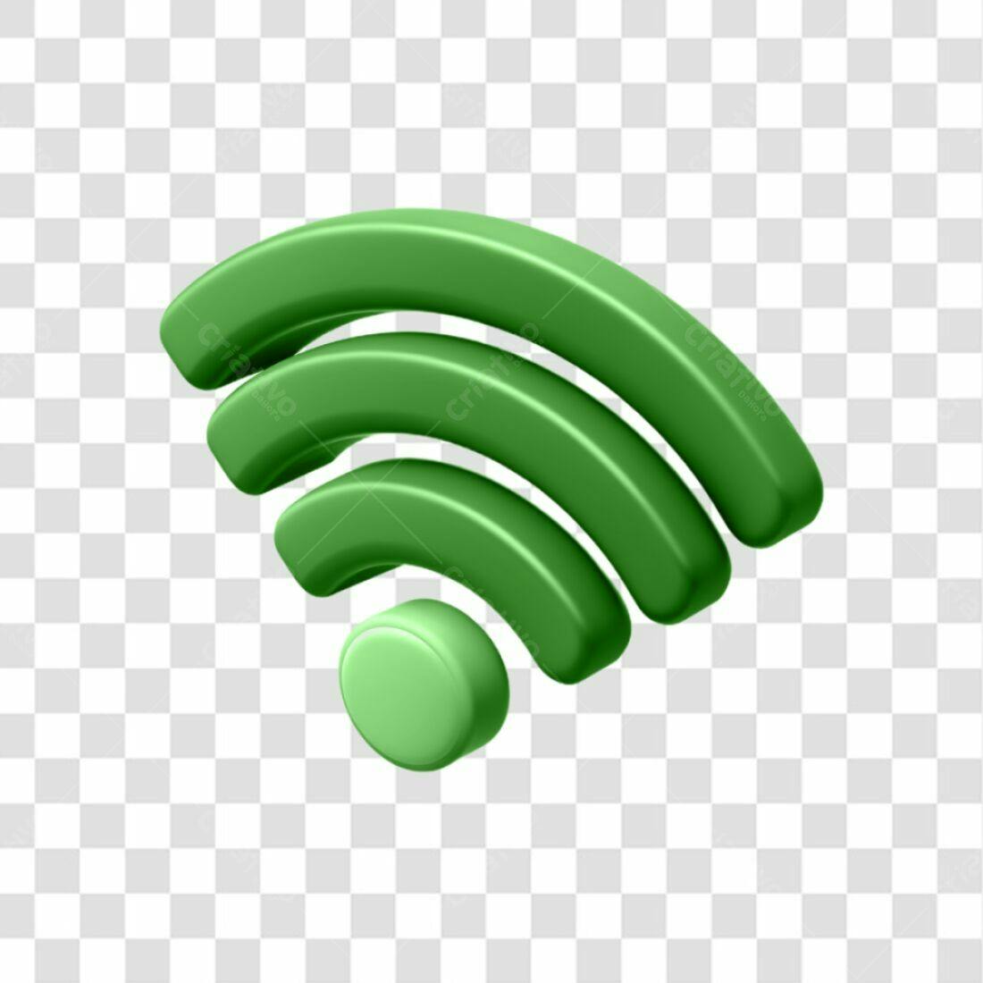 Icone Wifi Verde 3D PNG com fundo transparente