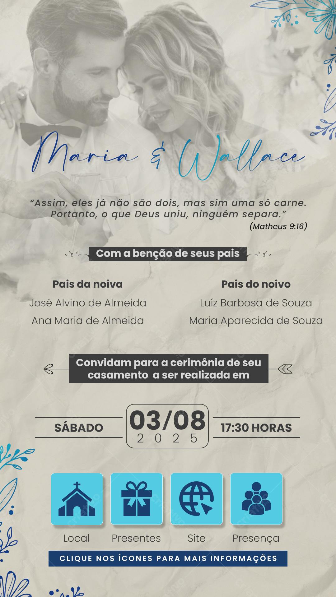Convite de Casamento PSD Editável