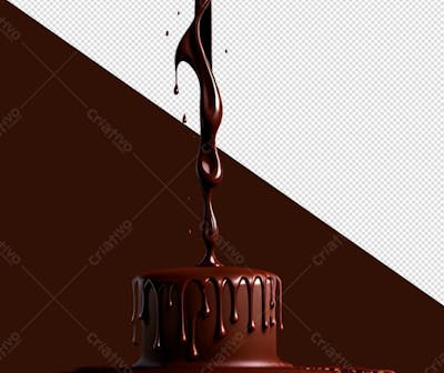 Bolo Com Calda De Chocolate Escorrendo