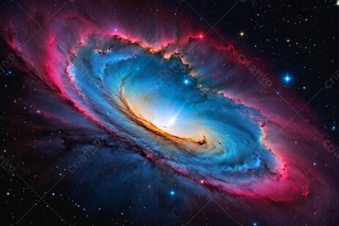Nebulosa Espiral Azul e Rosa no Espaço