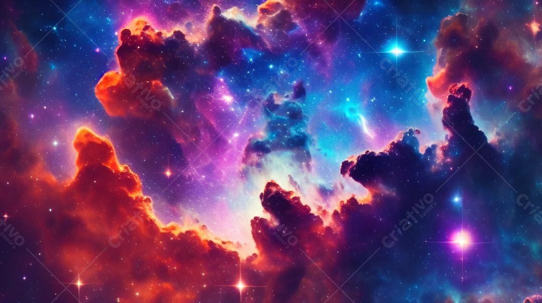 Nebulosa cósmica cores vibrantes