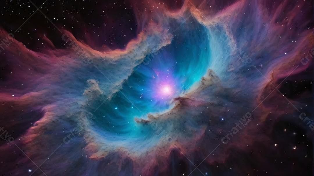 Nebulosa cósmica azul e rosa