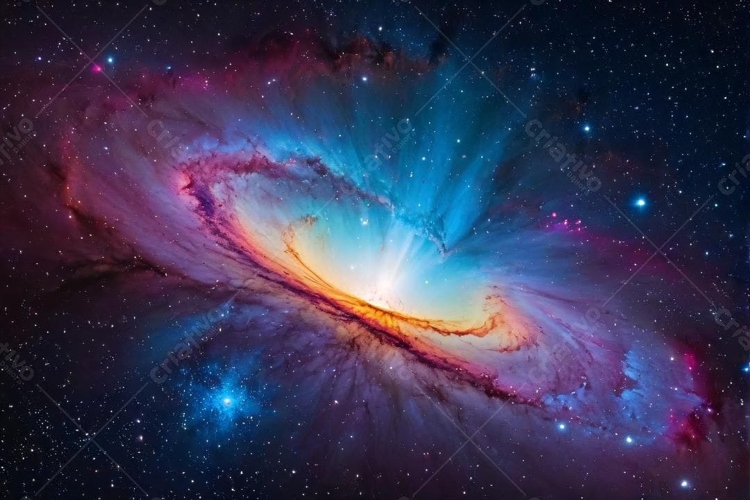 Nebulosa colorida com tons azuis e roxos