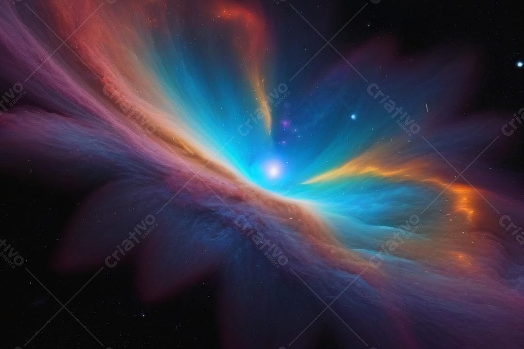 Nebulosa Cósmica Azul e Laranja