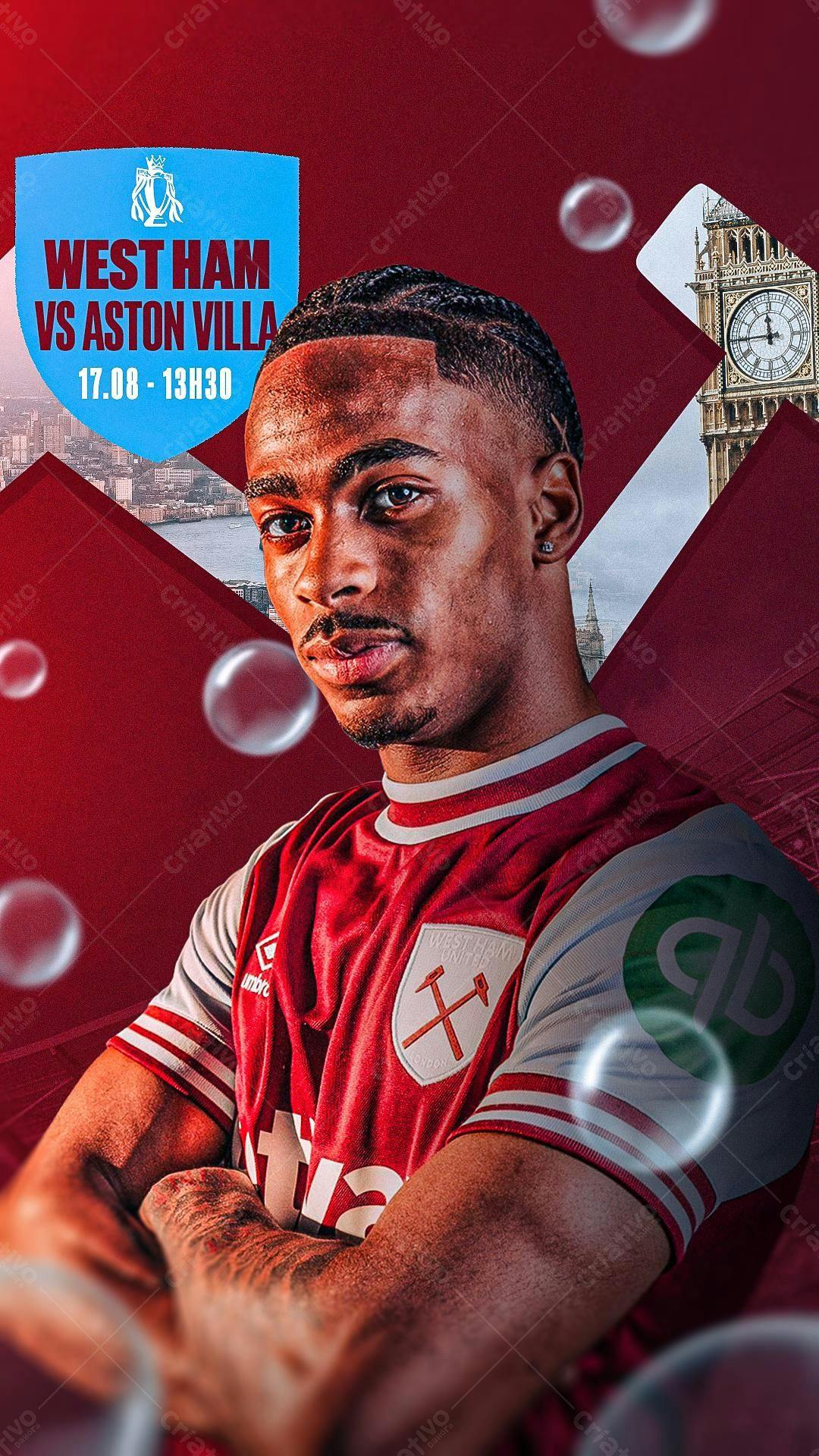 Flyer Jogo de Futebol West Ham x Aston Villa PSD Editável