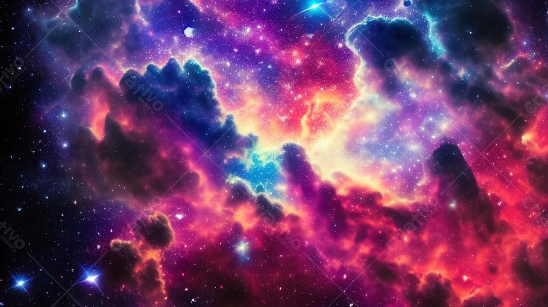 Nebulosa cósmica cores vibrantes