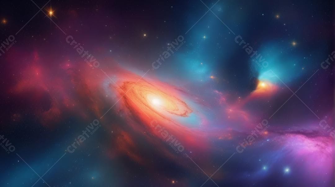 Galáxia espiral cores vibrantes espaço