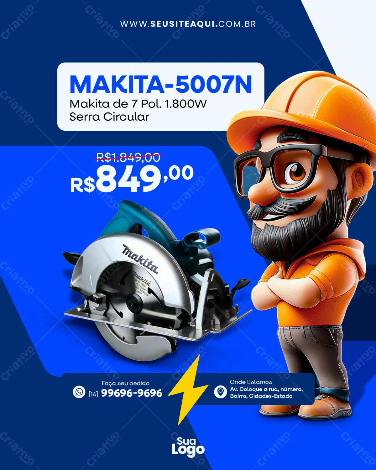 PSD para Promoção de Serra Circular Makita-5007N PSD Editável