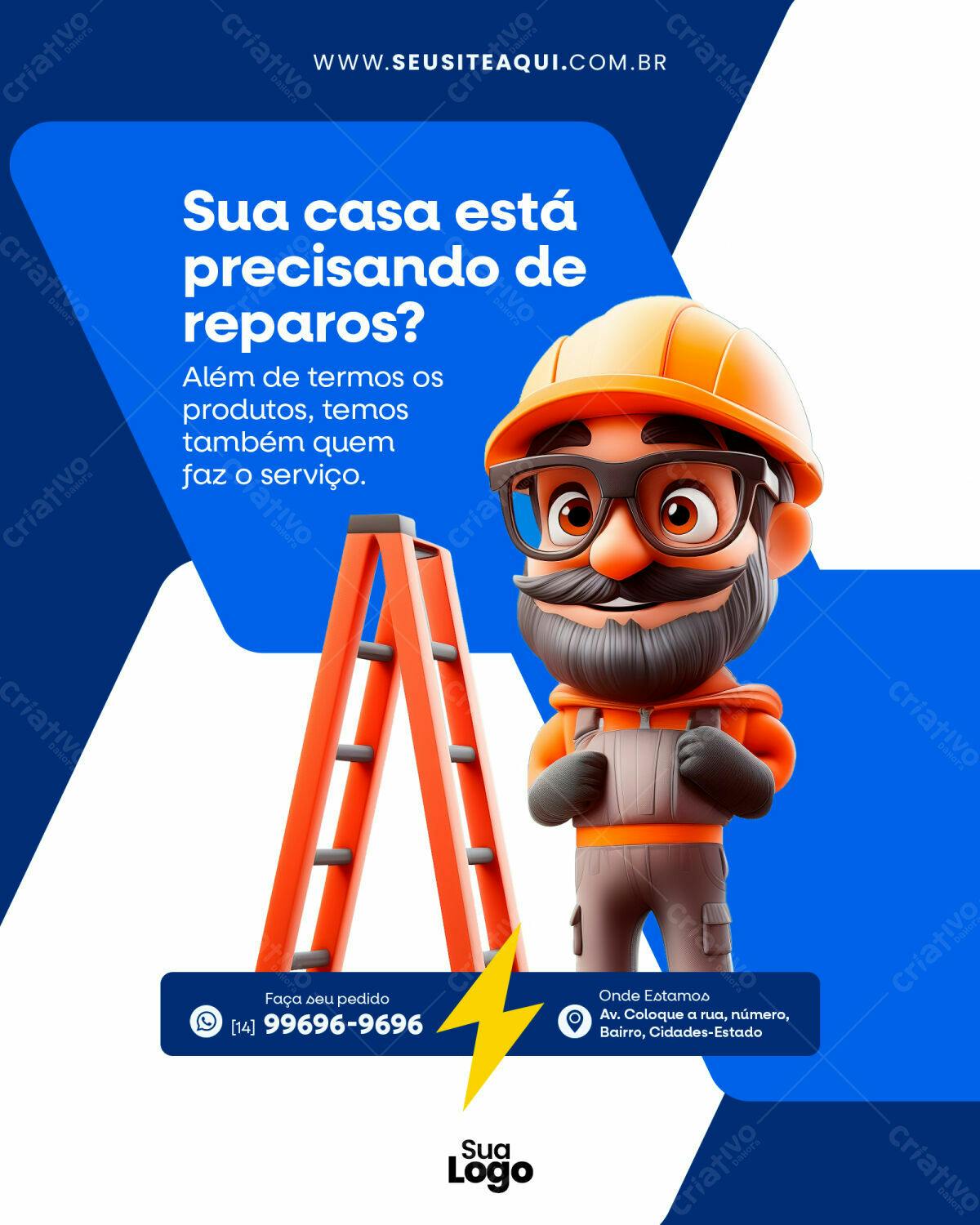 Flyer para Serviços de Reparo Residencial PSD Editável