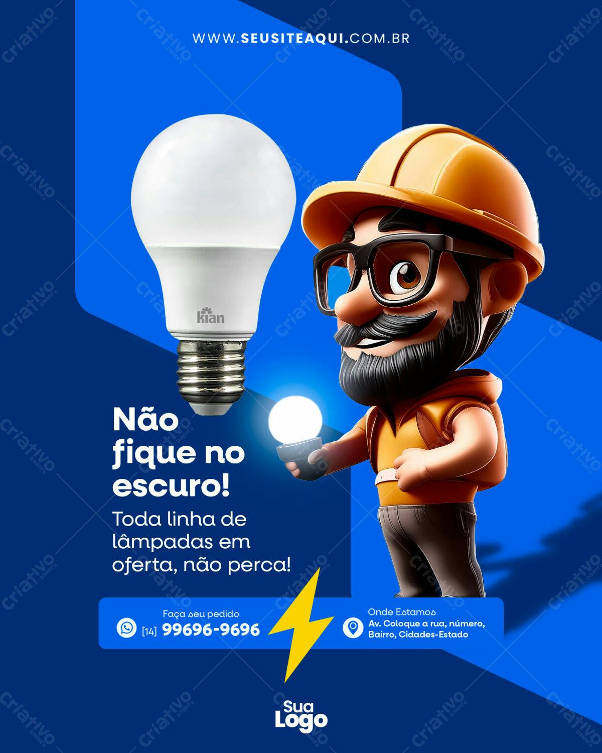 Flyer para Promoção de Lâmpadas PSD Editável