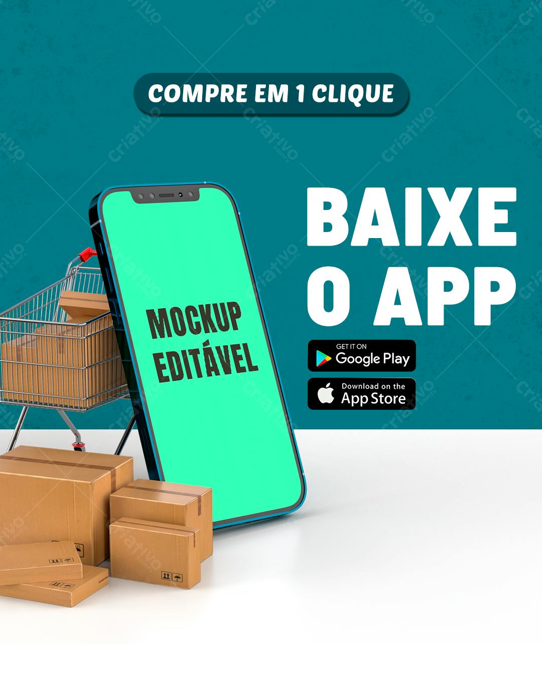 Mockup de Smartphone com Carrinho e Caixas - E-commerce