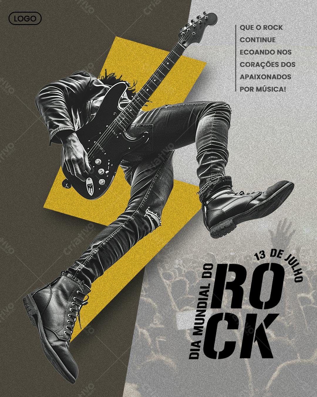 Flyer Dia Mundial do Rock PSD Editável
