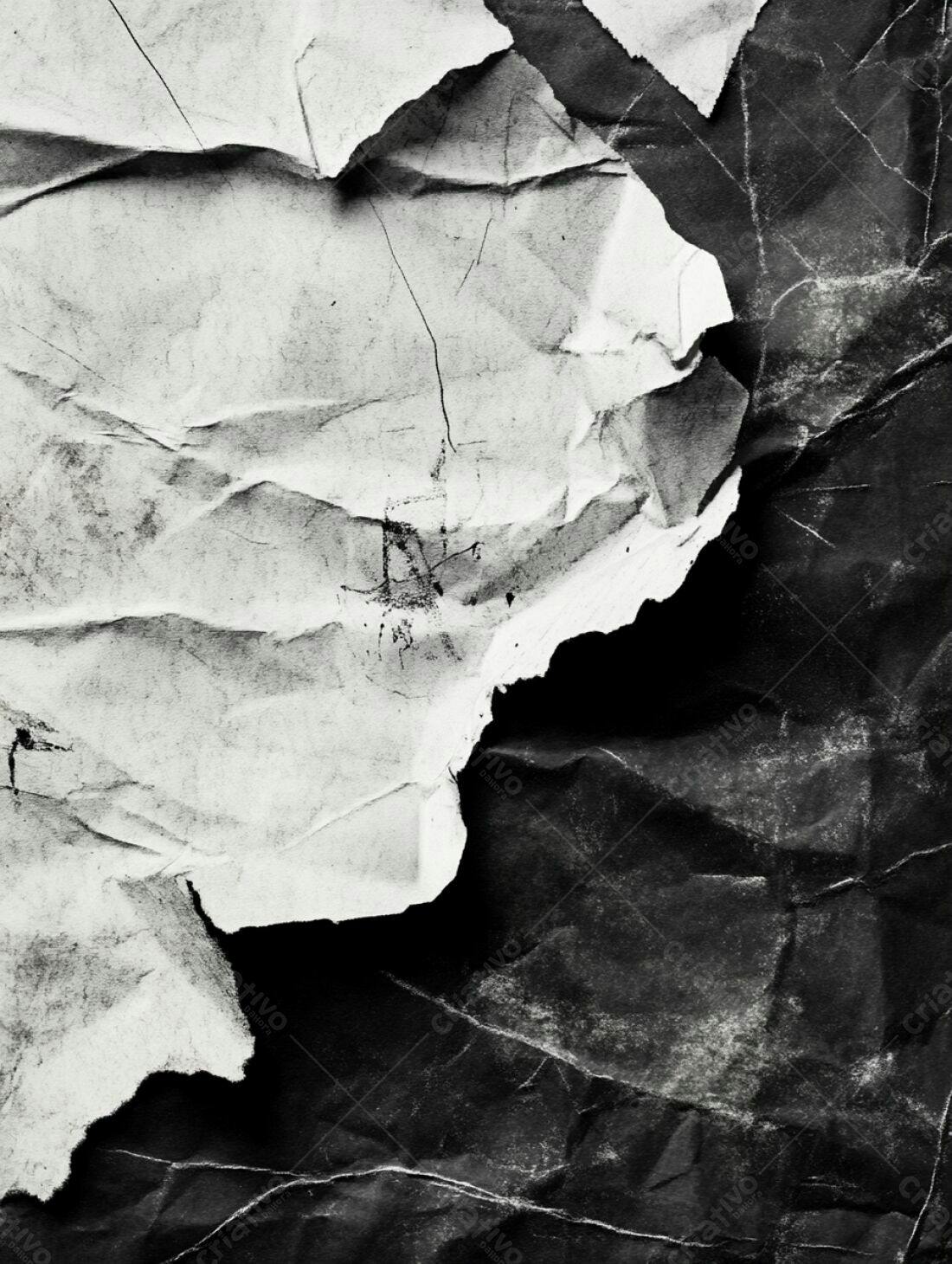 Textura de Papel Rasgado Preto e Branco