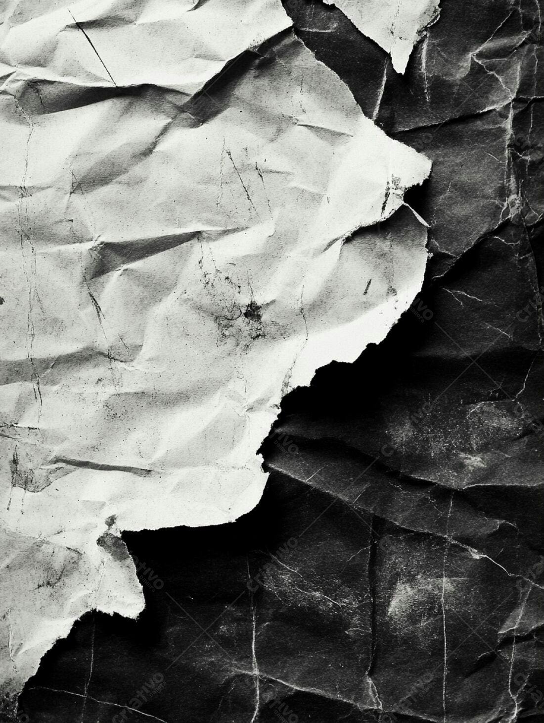 Textura de Papel Amassado Preto e Branco