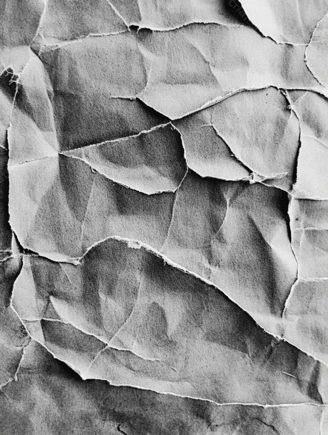 Papel Amassado Textura Abstrata em Tons de Cinza