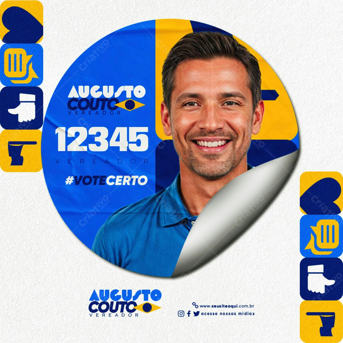 Sticker Eleitoral para Campanha Política PSD Editável