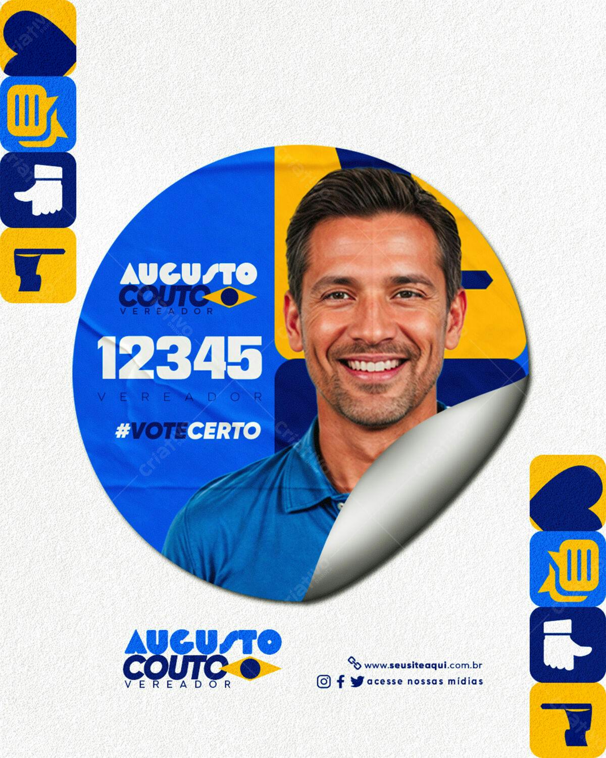 Adesivo de Campanha Política PSD Editável