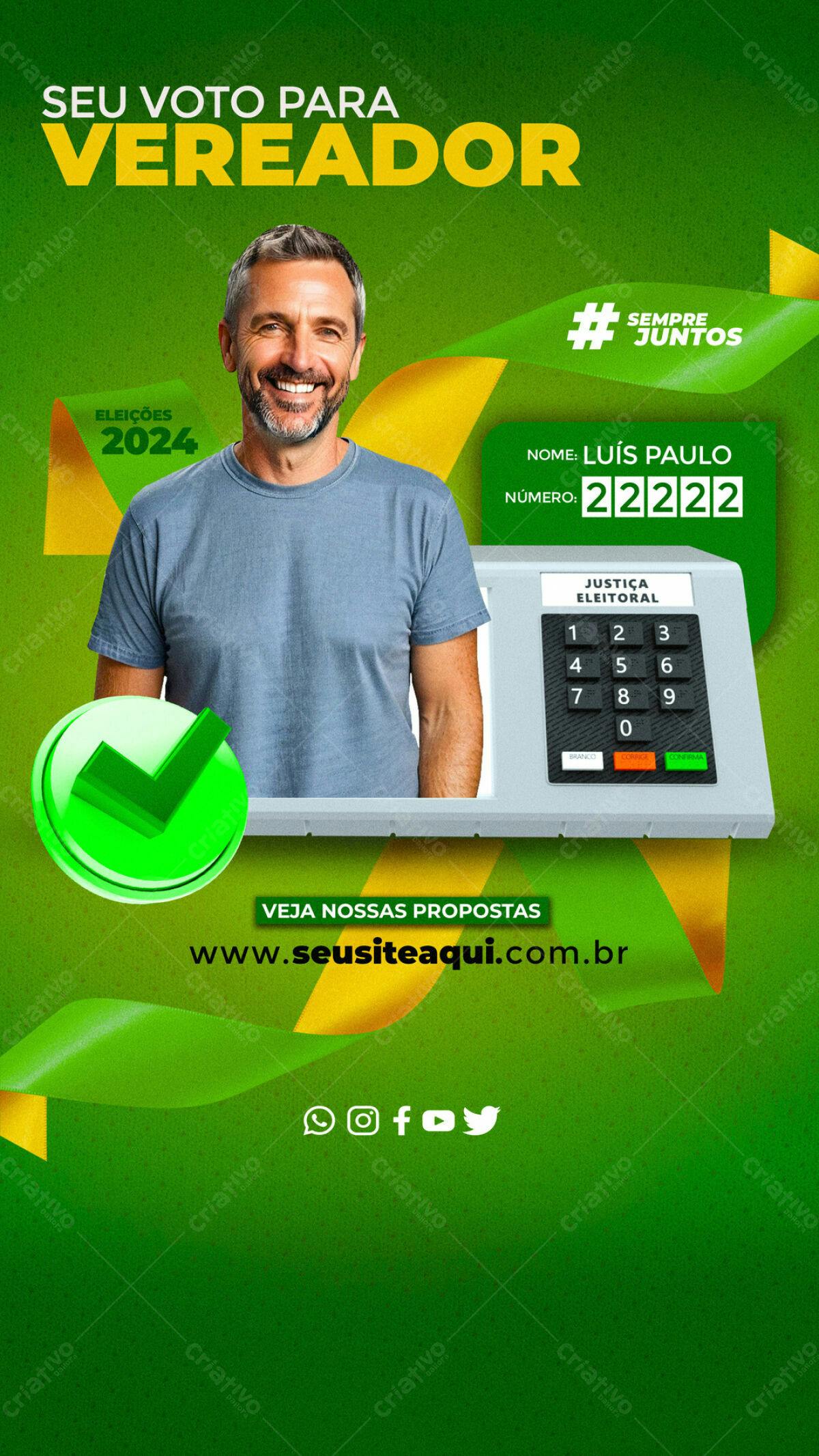 Flyer Eleições 2024 para Vereador PSD Editável