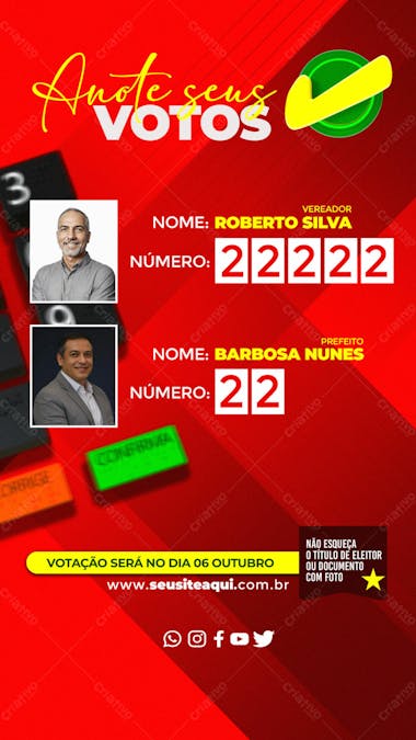 Eleições 2024 cola anote seus votos redes sociais stories