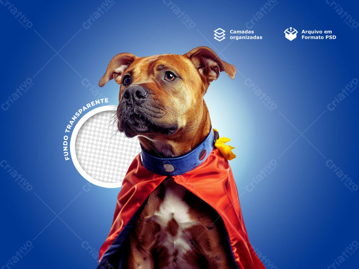 PSD para Mockup de Super-Herói com Cachorro PSD Editável
