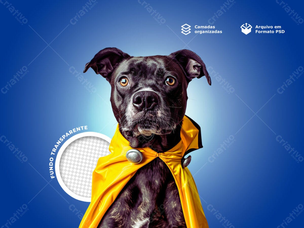 Postagem para Redes Sociais com Cachorro Super-Herói PSD Editável